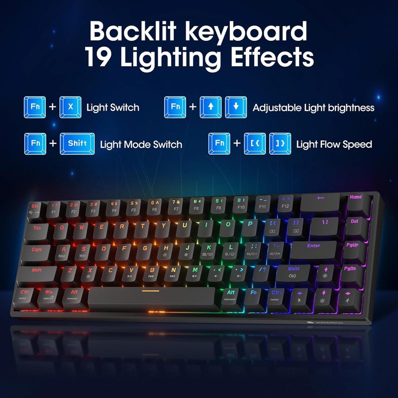 KOORUI 60% Mechanical Gaming Keyboard, Mixed Colors LED Backlit Ultra-Compact 68 Keys, Mini Wired Keyboard with Blue Switch for Windows Laptop PC/Mac OS/Xbox - Image 5