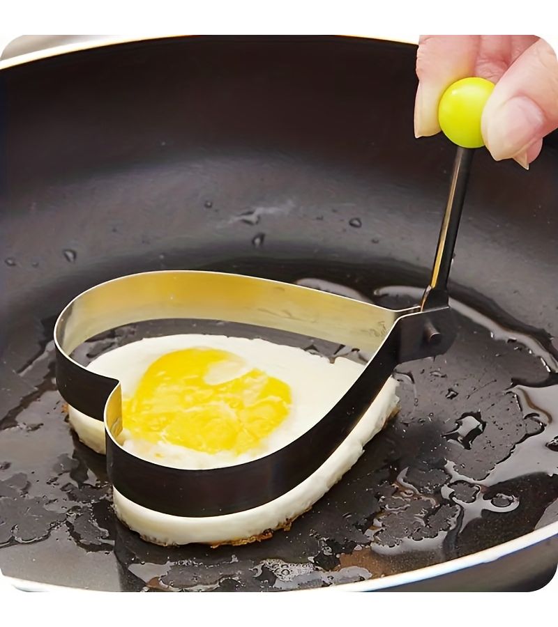 2 Pack Stainless Steel Egg Molds Heart Star Flower Breakfast Shaper - Image 2