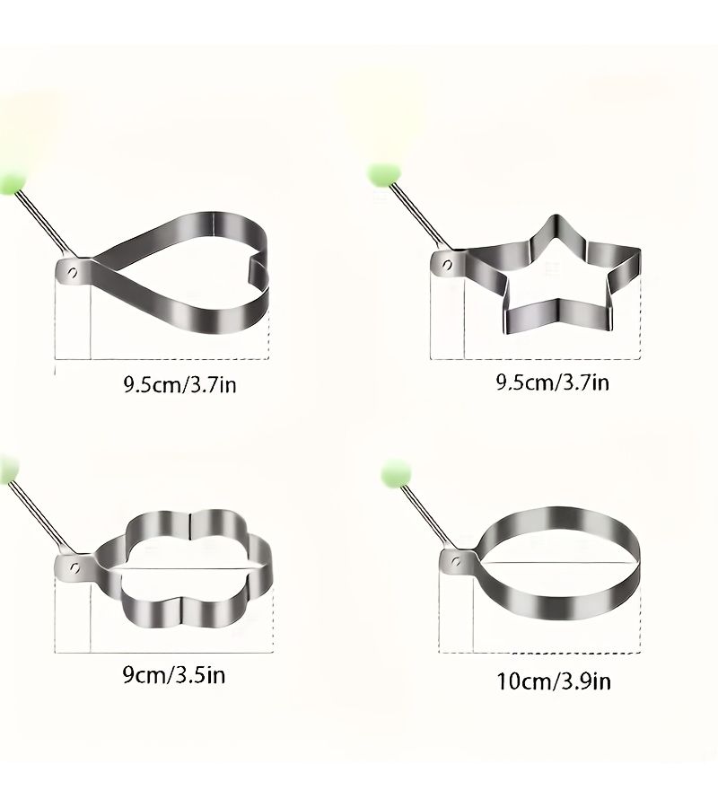 2 Pack Stainless Steel Egg Molds Heart Star Flower Breakfast Shaper - Image 3