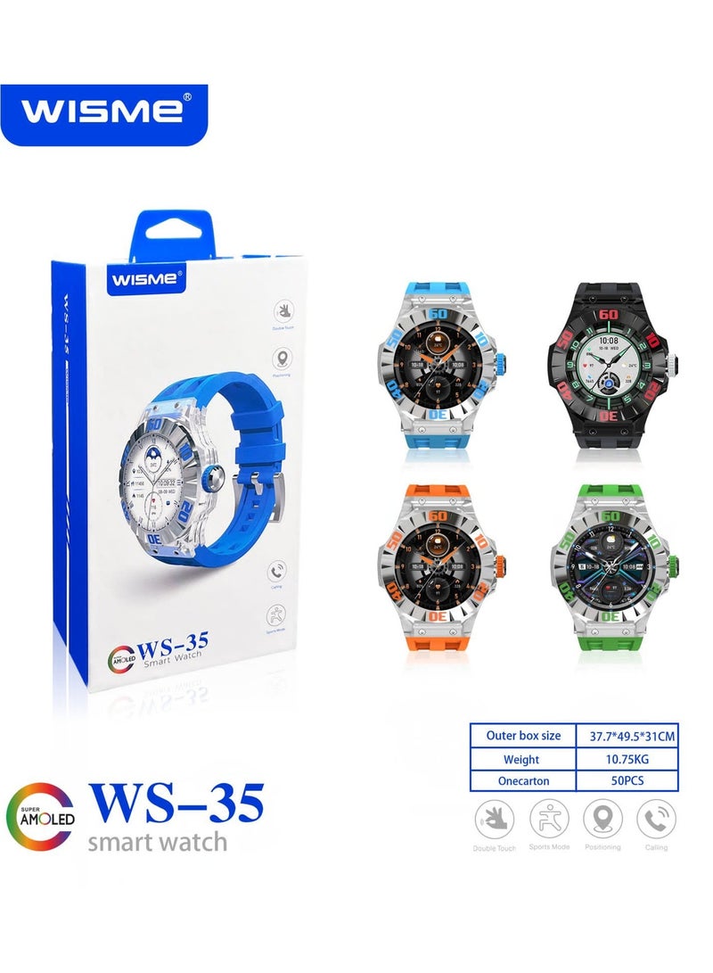 WISME WS-35 Smart Watch, Amoled Display Ultimate Fitness and Lifestyle Companion-Multicolour - Image 1