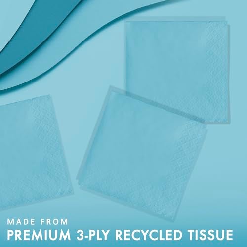 CREATIVE CONVERTING 50-Count Touch of Color 3-Ply Paper Beverage Napkins, Pastel Blue - Image 2