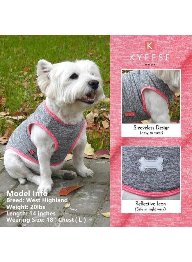 KYEESE 2 Pack Dog Shirts for Small Dogs Quick Dry Soft Stretchy Dog T-Shirts with Reflective Label Tank Top Sleeveless Vest Sun Protection Pet Clothes Puppy Shirt, Coral Red+Grey, S - Image 2