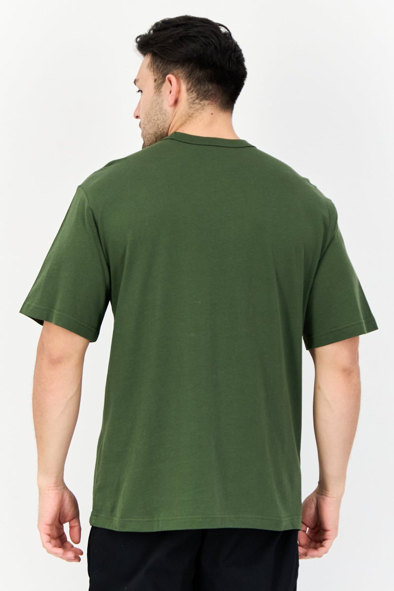 Reebok Men Sportswear Fit Brand Logo Short Sleeves Outdoor T-Shirt, Green - Image 3