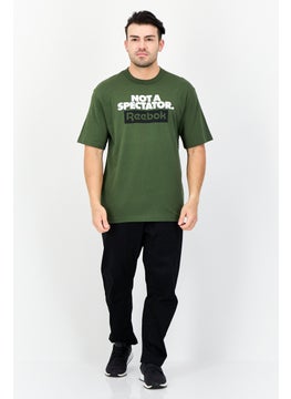 Reebok Men Sportswear Fit Brand Logo Short Sleeves Outdoor T-Shirt, Green  - Image 2