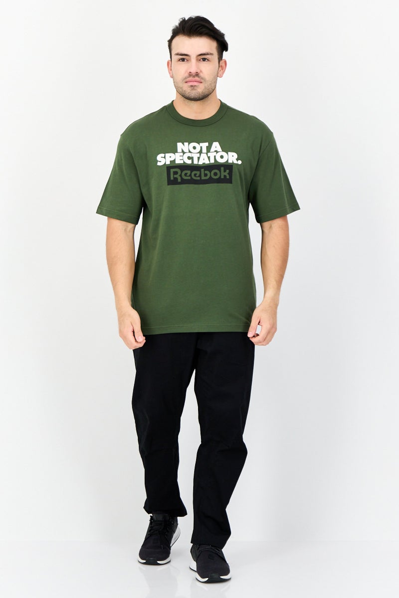 Reebok Men Sportswear Fit Brand Logo Short Sleeves Outdoor T-Shirt, Green - Image 2