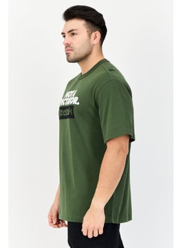 Reebok Men Sportswear Fit Brand Logo Short Sleeves Outdoor T-Shirt, Green  - Image 4