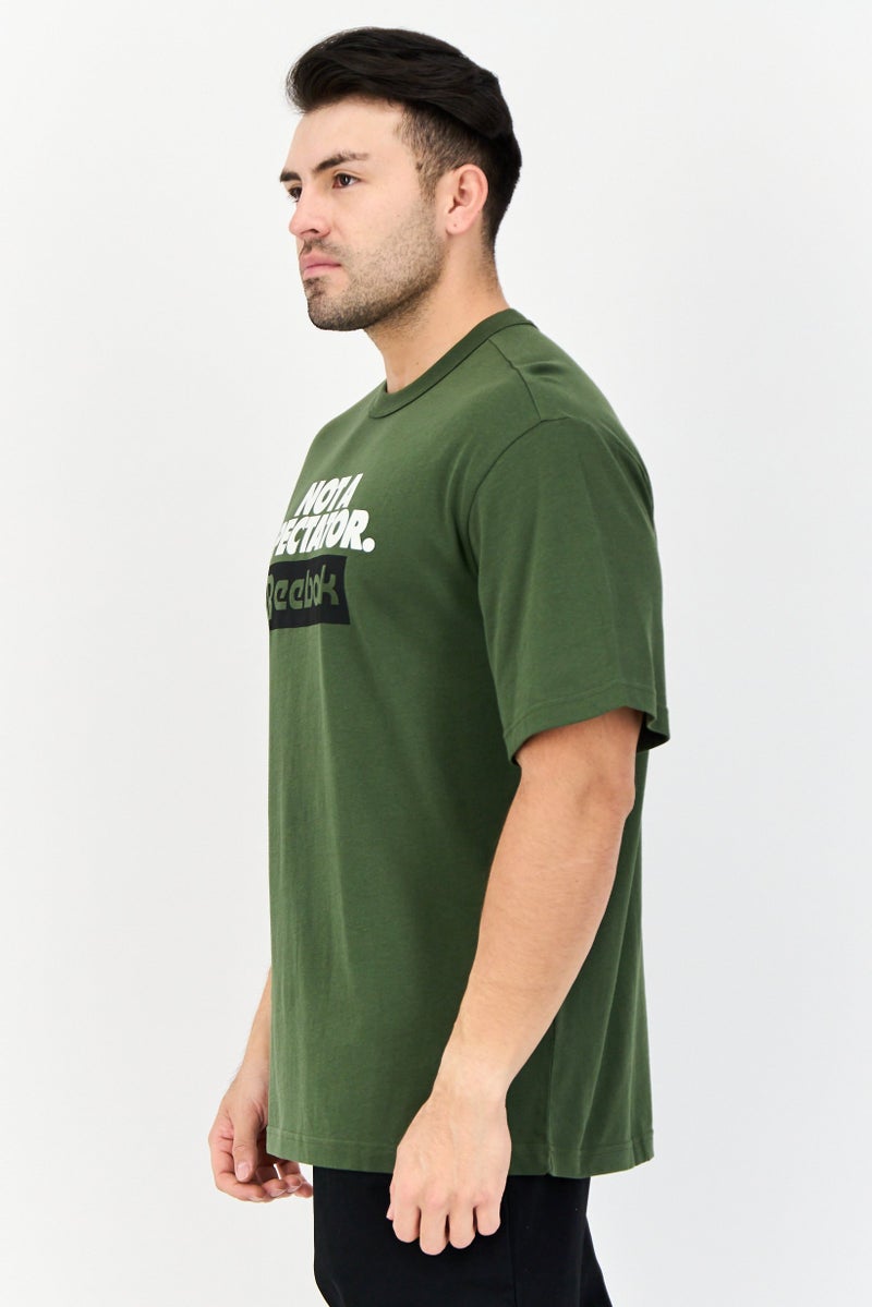 Reebok Men Sportswear Fit Brand Logo Short Sleeves Outdoor T-Shirt, Green - Image 4