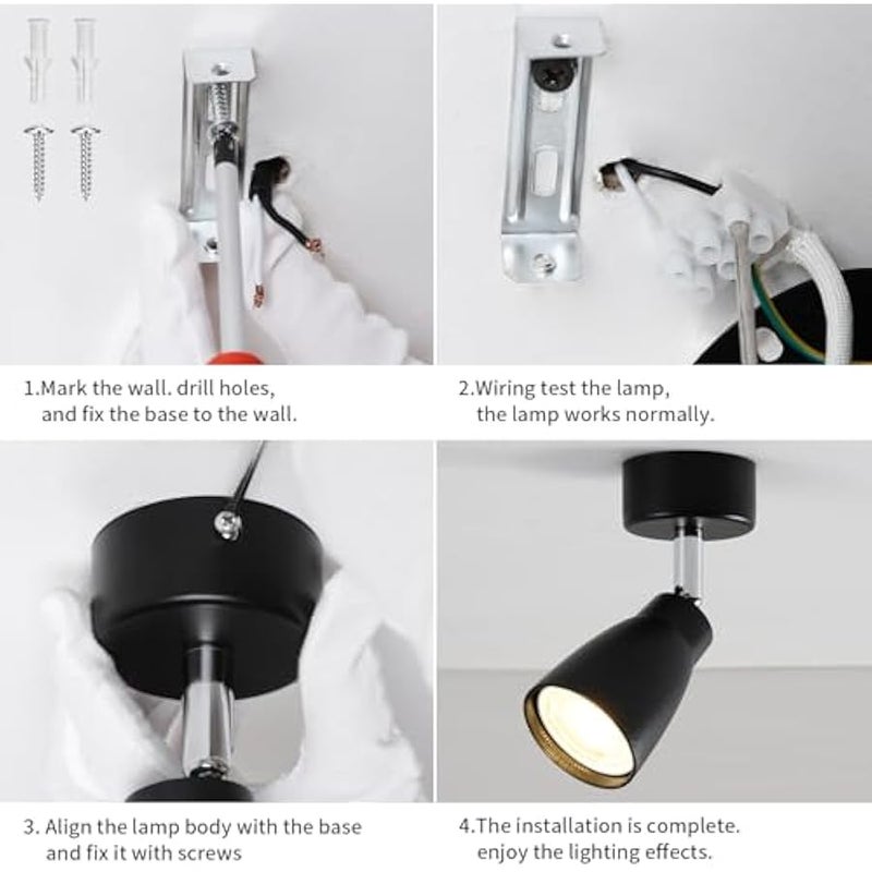 V.nice Surface Mounted White LED Spotlight with GU10 Socket – Adjustable 270° Rotating Ceiling Light, Modern Indoor Spotlight Fixture for Bedroom, Gallery, Kitchen or Study(Bulb Not Included) - Image 3