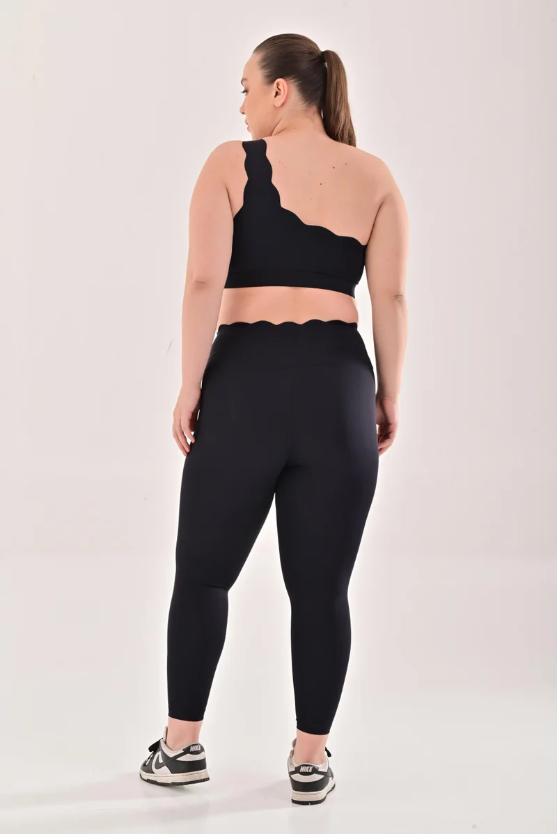 Esso5  Scalloped High Rise Leggings for Women | Best Price UAE