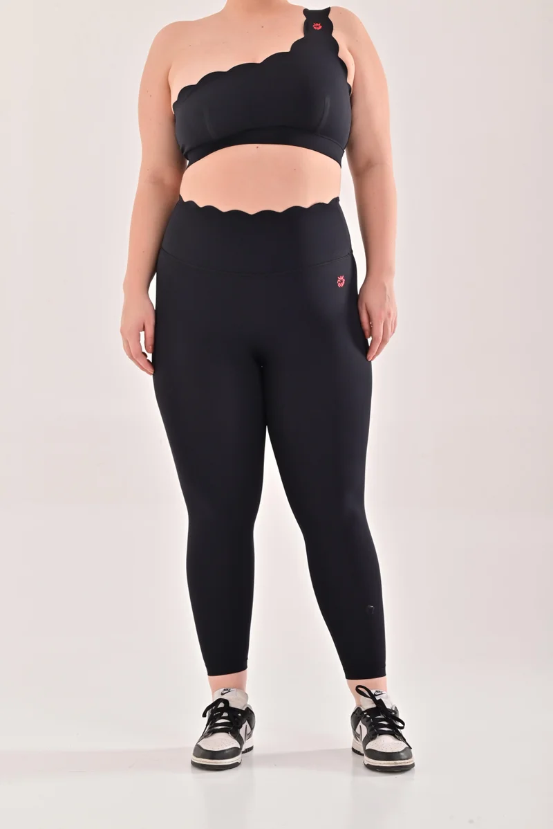Esso5  Scalloped High Rise Leggings for Women | Best Price UAE