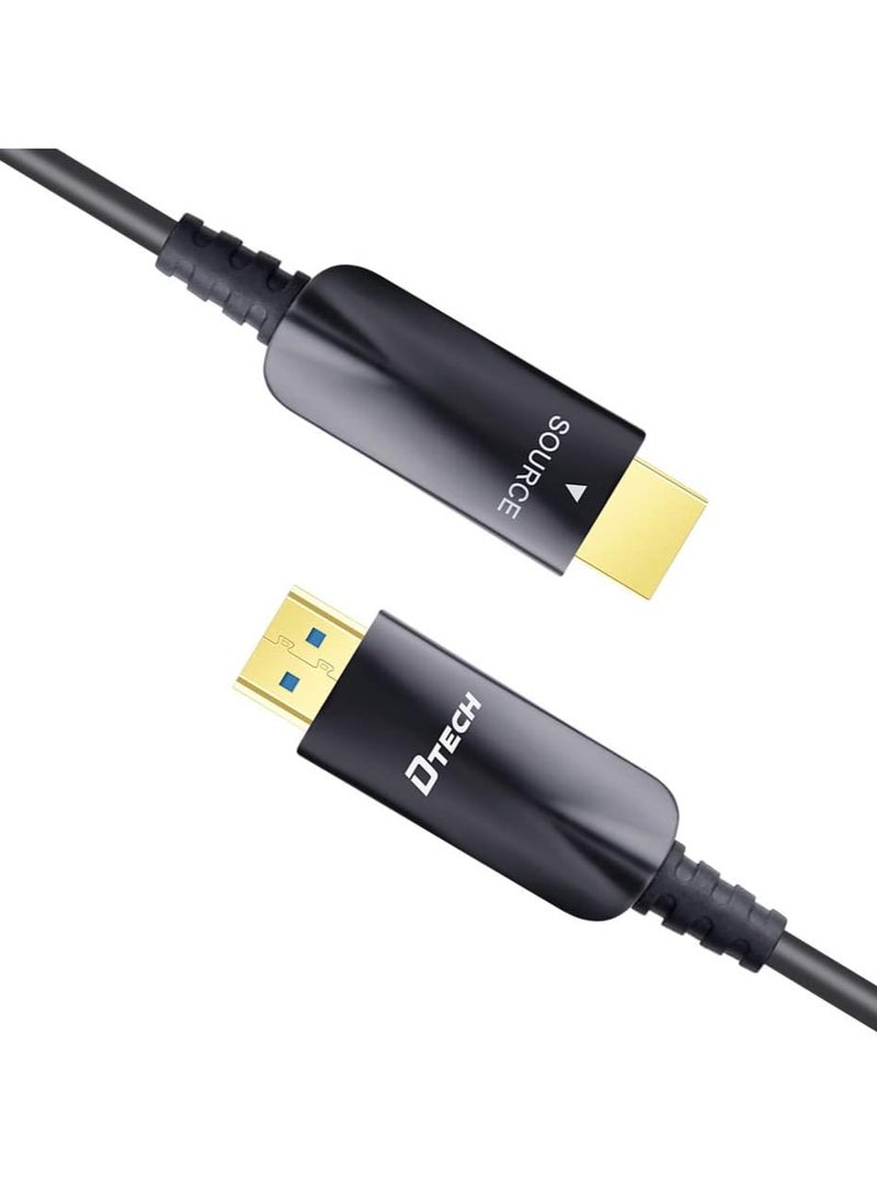 DTECH 25m Fiber Optic HDMI Cable (DT-HF7025), High Speed 10.2Gbps, Supports 4K@30Hz & 1080p@60Hz, Ultra Slim 4.8mm Durable Design, Gold-Plated Connectors, Long Distance HDMI Cord – Black - Image 1