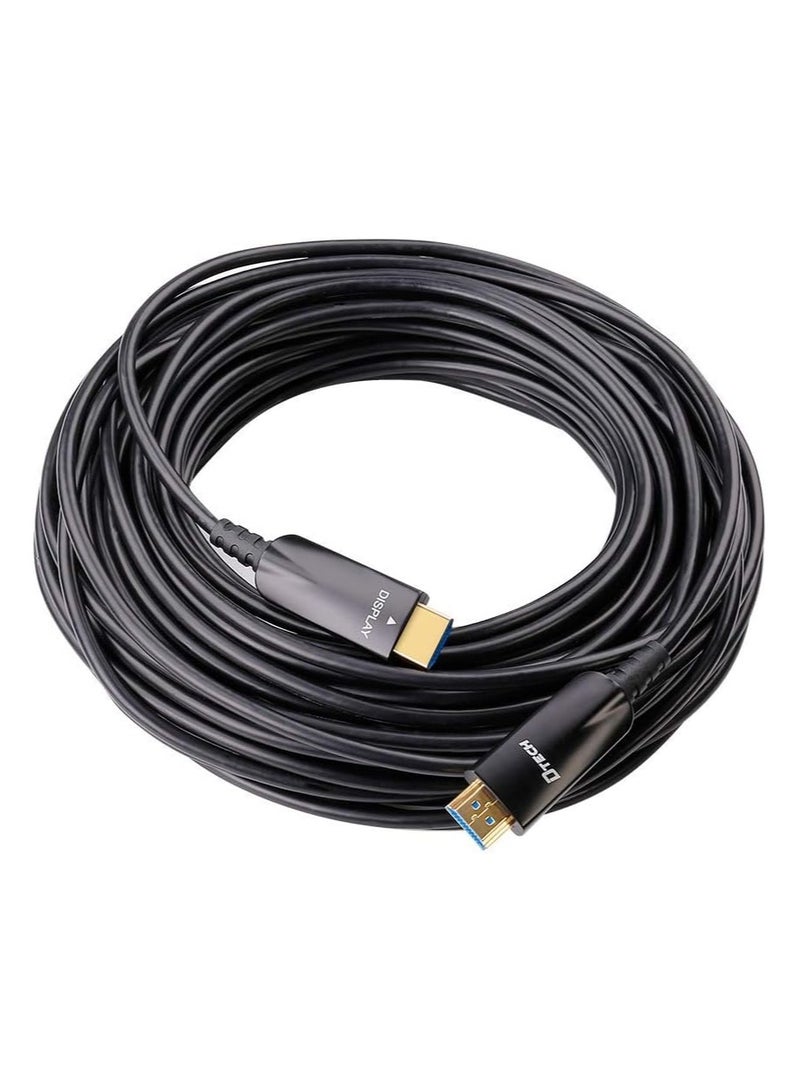 DTECH 25m Fiber Optic HDMI Cable (DT-HF7025), High Speed 10.2Gbps, Supports 4K@30Hz & 1080p@60Hz, Ultra Slim 4.8mm Durable Design, Gold-Plated Connectors, Long Distance HDMI Cord – Black - Image 4