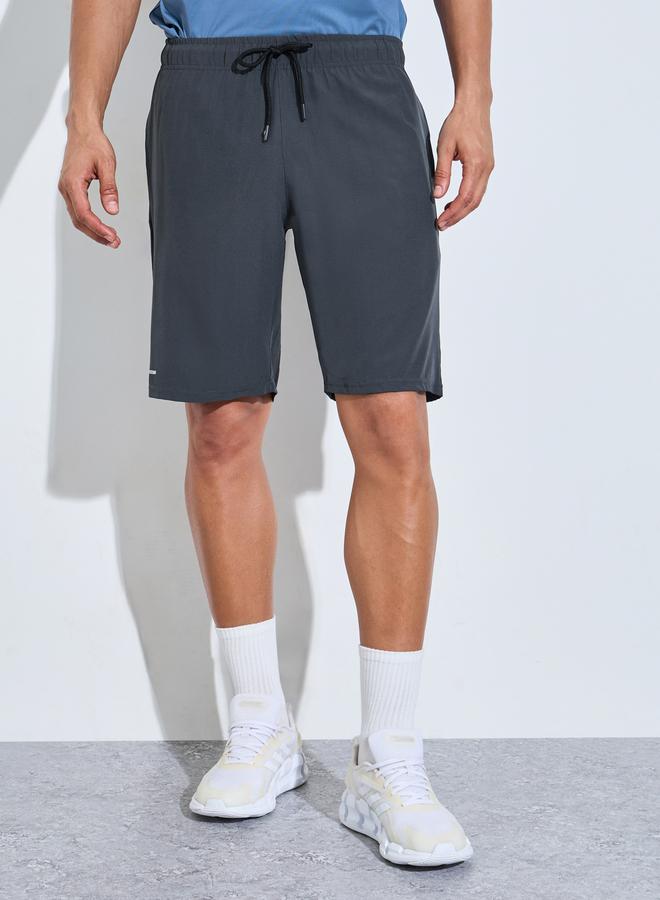 Styli Men Grey Woven Running Shorts with Side Pocket - Image 3