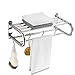 BESy Stainless Steel Towel Racks with Shelf, Adjustable Bathroom Shelf with Towel Bar Rod and Hooks for Wall Mount, - Image 2