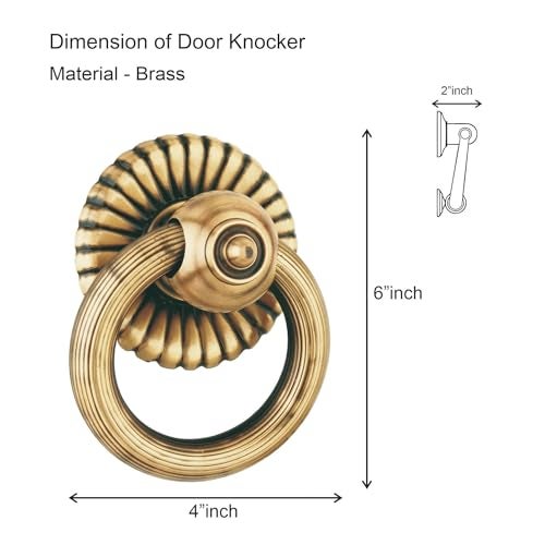 COMPASS Gulf Flower Door Knocker | Gulf Flower Shape Door Knocker | Handmade Door Knocker for Front Door Brass | 6" | Pack of 1 - Image 2