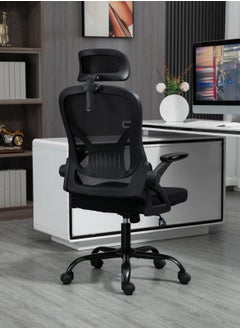 AnneFish Ergonomic Mesh Office Chair Adjustable Lumbar Comfortable High Back Executive Swivel Computer Office Chair with Flip-up Armrests Comfortable Headrest  - Image 3