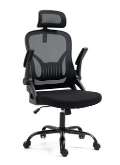AnneFish Ergonomic Mesh Office Chair Adjustable Lumbar Comfortable High Back Executive Swivel Computer Office Chair with Flip-up Armrests Comfortable Headrest  - Image 2