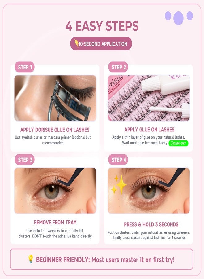 Dorisue 132 Pieces Luxury lash clusters kit - 8-14MM Volume Wide Clusters lash, Premium Precision Tweezers & Professional-Grade Compact Adhesive, High-End Tools for Discerning DIY Lash Artists - Image 4