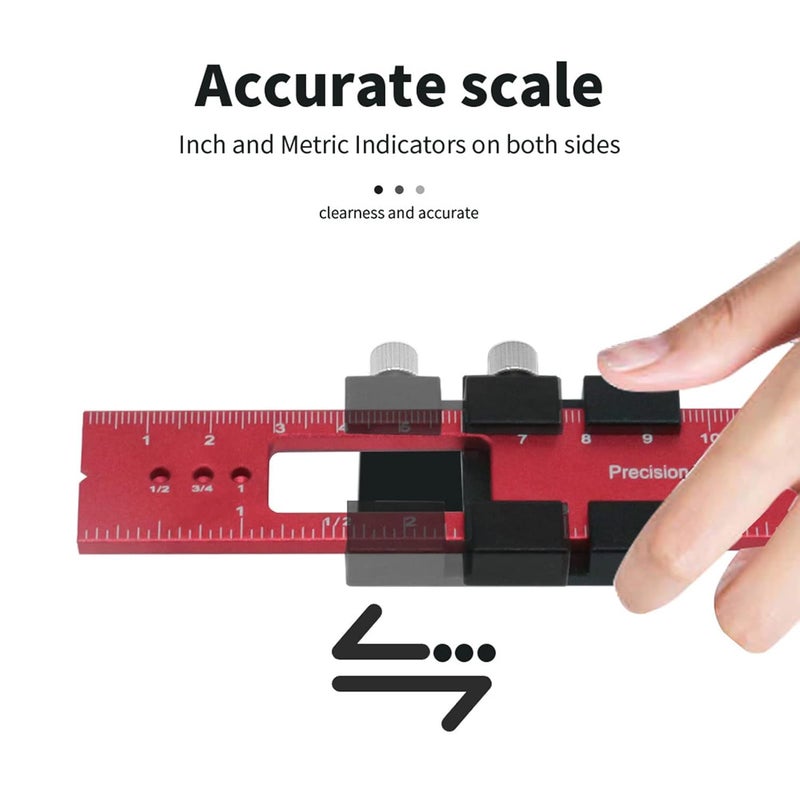 300mm Woodworking Scribing Ruler Aluminum Alloy, Compact Pocket Slide Stop Marking Tool - Rustproof Design, Precise Measurement for Machining and Woodworking - Image 5