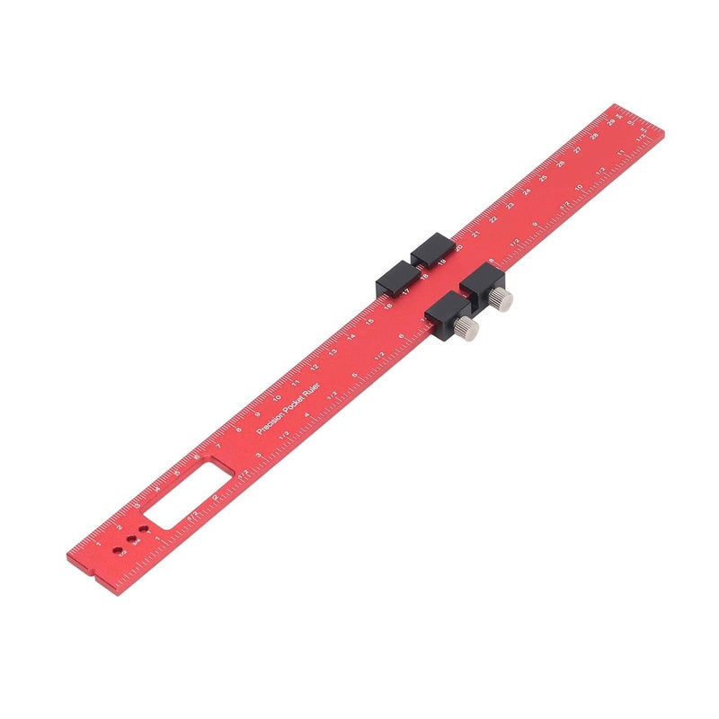 300mm Woodworking Scribing Ruler Aluminum Alloy, Compact Pocket Slide Stop Marking Tool - Rustproof Design, Precise Measurement for Machining and Woodworking - Image 1