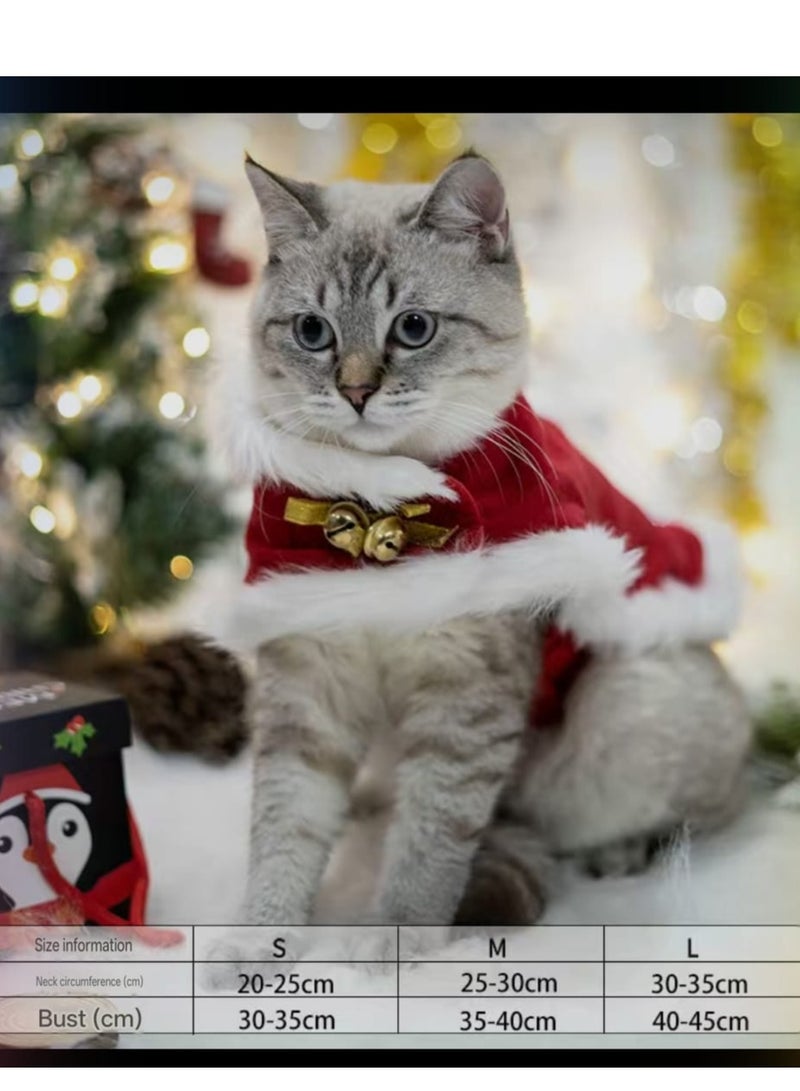 A.M Cat Outfit Dog Outfits Pet Christmas Costume Cat Santa Costume Kitten  Hat with Cloak for small Cat, Kitten, Dog, Puppy - Image 5