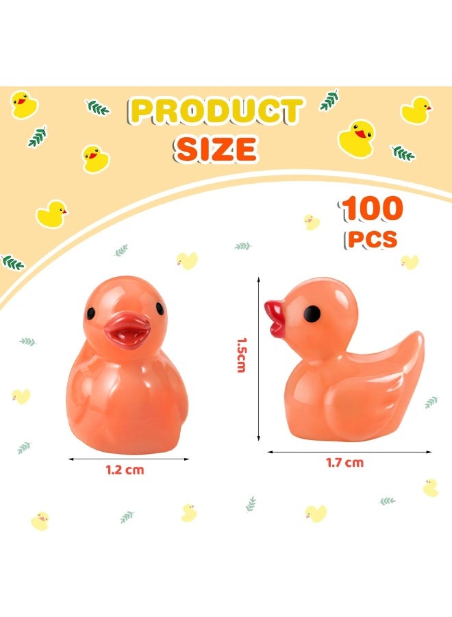 100 Pcs Mini Resin Ducks, Tiny Ducks Set for Potted Miniature Decoration, Garden Aquarium Potted, Garden Dollhouse, Cake Decoration, DIY Slime Kit, Craft Charms Party Toys, Orange - Image 2