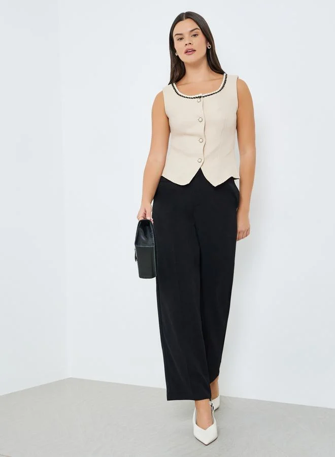 تايك تو بنطال سادة بأرجل واسعة