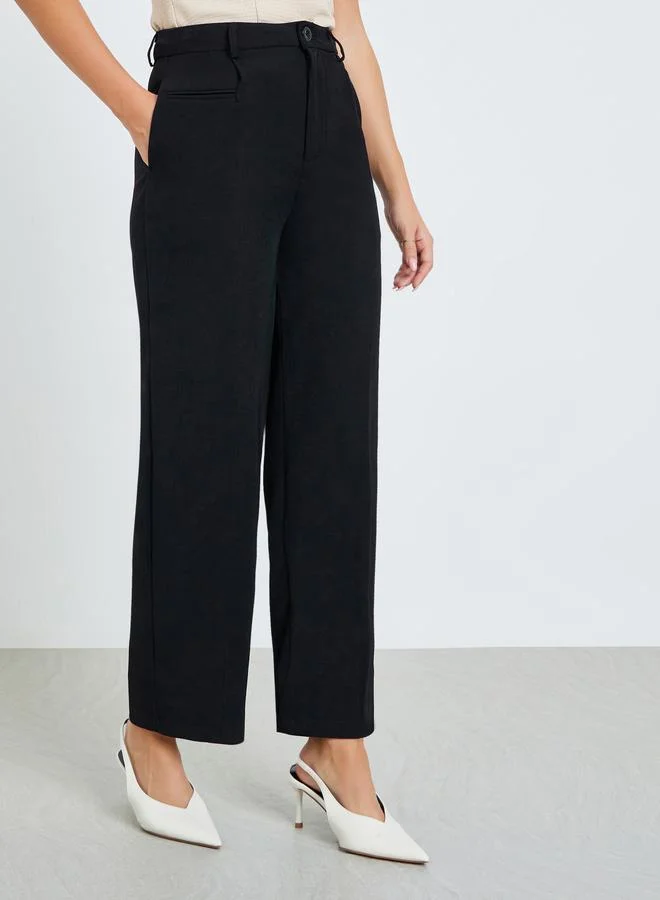 تايك تو بنطال سادة بأرجل واسعة