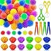 Bbiamsleep 78 Pcs Sensory Bin Filler Sensory Bin Items Fine Motor Skills Include Colorful Hedge Balls Tweezers Scissors Clips Sorting Cup for Sorting Counting Training - Image 2
