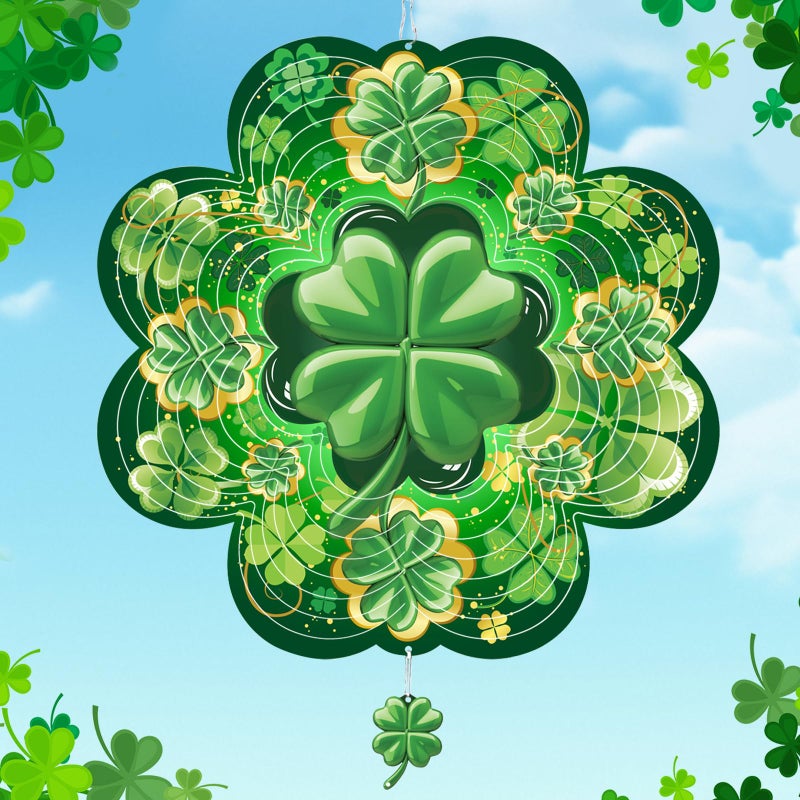 ToBeAce St Patricks Day Wind Spinner St Patricks Day Decorations Gifts for Women 3D Shamrock Hanging Wind Spinners for Outdoor Indoor Decor 12 Inch Metal Wind Spinner for Garden Yard Home Ornament - Image 2