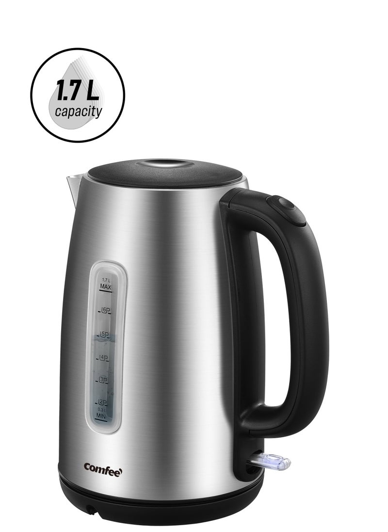 Comfee' Stainless Steel Cordless Electric Kettle. 1500W Fast Boil with LED Light, Auto Shut-Off and Boil-Dry Protection. 1.7 Liter  - Image 1