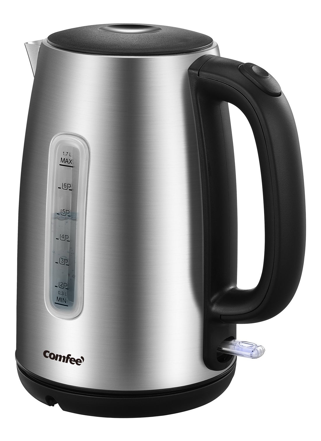 Stainless Steel Cordless Electric Kettle. 1500W Fast Boil with LED Light, Auto Shut-Off and Boil-Dry Protection. 1.7 Liter 