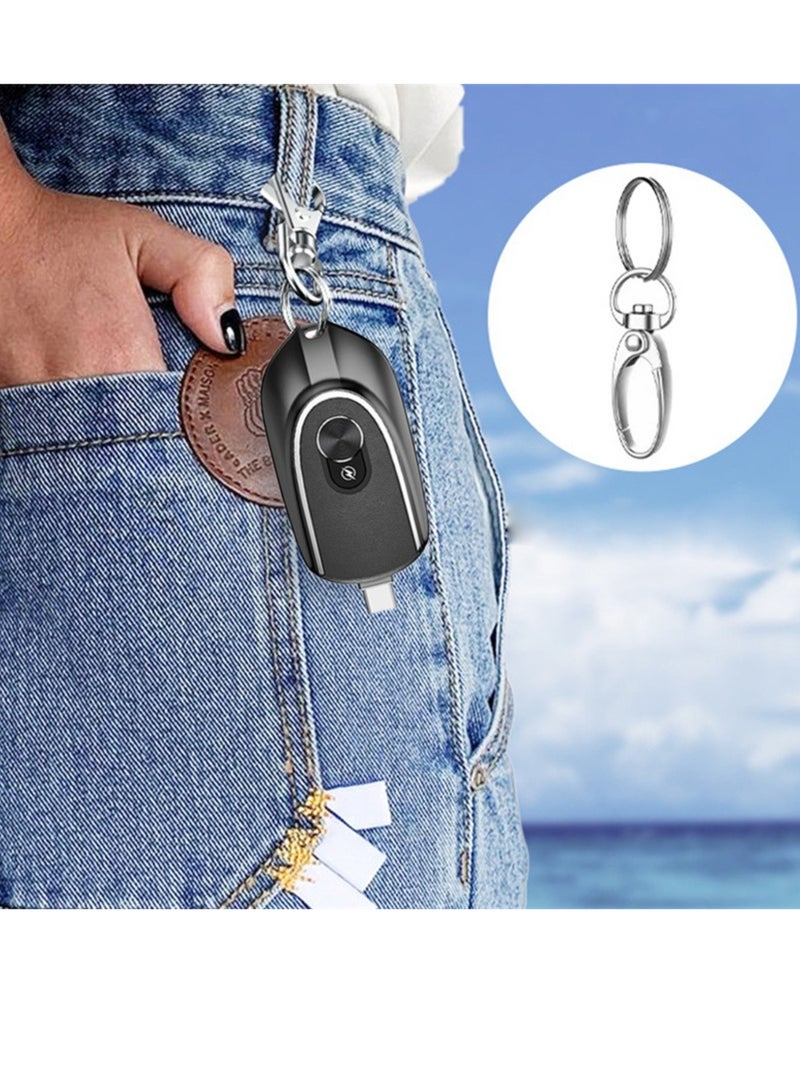 SHOPI Mini Keychain Portable Emergency Mobile Power 1200 mAh Wireless Fashion Emergency Power For Apple Android Type-c BLACK - Image 5