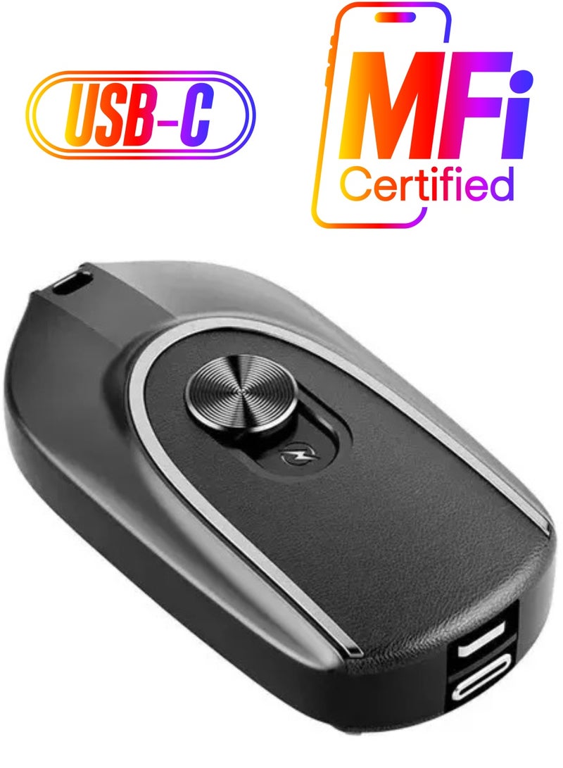 SHOPI Mini Keychain Portable Emergency Mobile Power 1200 mAh Wireless Fashion Emergency Power For Apple Android Type-c BLACK - Image 1
