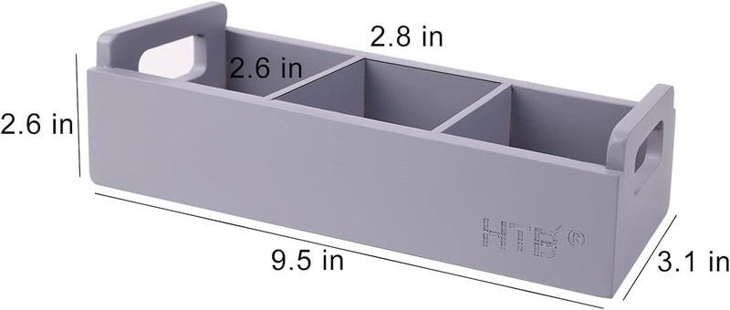HTB Slim Tea Bag Organizer 2pcs, Grey 3 Compartments Tea Box Wooden with Handle for Small Space, Wood Tea Organizer for Tea Bags - Image 4