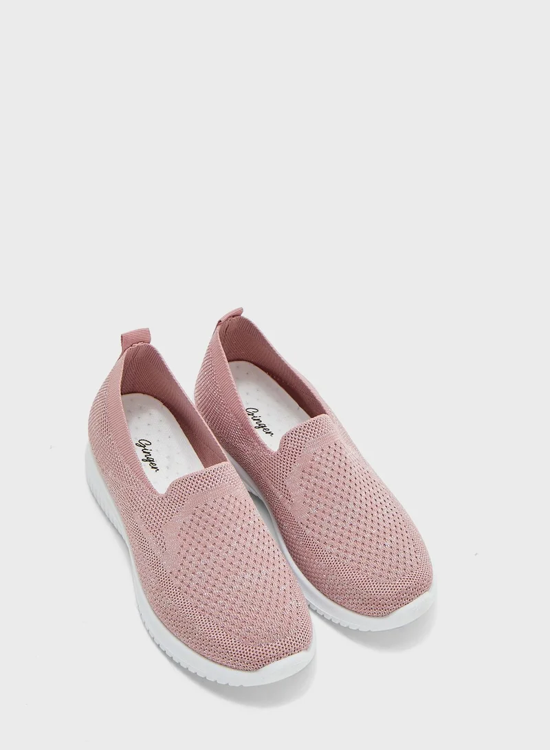Ginger Knitted Pull On Comfort Walking Sneakers
