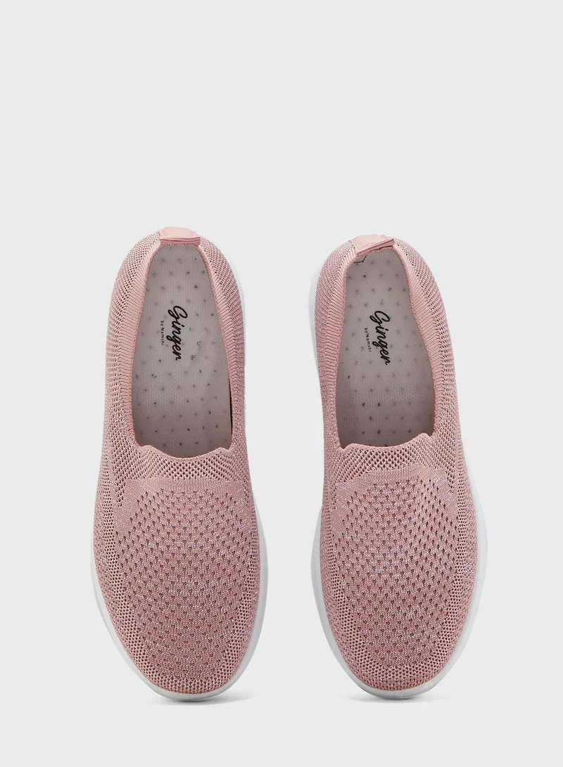 Ginger Knitted Pull On Comfort Walking Sneakers