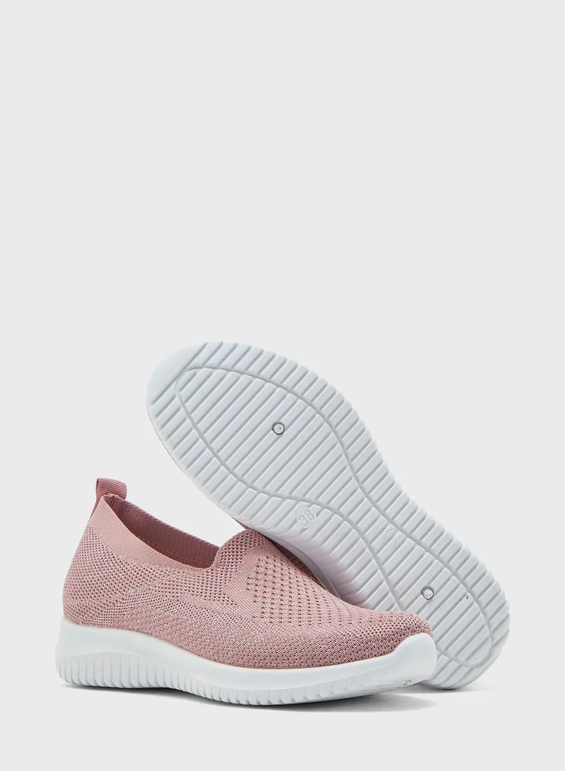 Ginger Knitted Pull On Comfort Walking Sneakers