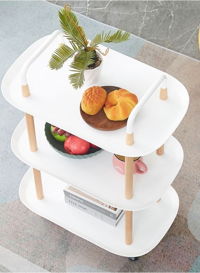 Rolling Cart, 3 Tier Utility Cart Mobile Storage Shelves Rolling Kitchen Cart with Handle and Wheels Multifunctional Storage Trolley Cart for Bathroom Living Room Office (3 Tier, BC666-white) - Image 2