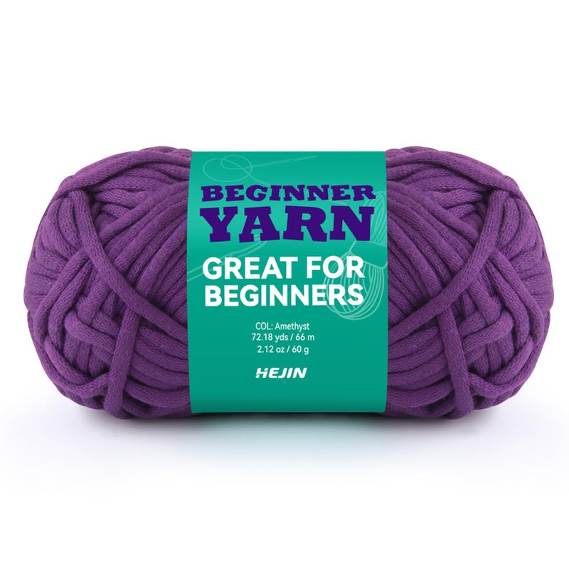 60g Amethyst Yarn for Crocheting and Knitting66m 72yds Cotton Yarn for Beginners with EasytoSee StitchesWorstedWeight Medium 4CottonNylon Blend Yarn for Beginners Crochet Kit Making