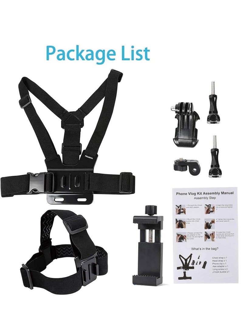 HaDoii Mobile Phone Chest Strap Harness Mount & Head Strap Holder Kit for POV/VLOG Use. Compatible with iPhone, Samsung Phones, GoPro Hero 9/8/7/6/5/4/3/2/1, AKASO Action Cameras, DJI Osmo Devices, and Other Action Cameras. - Image 2