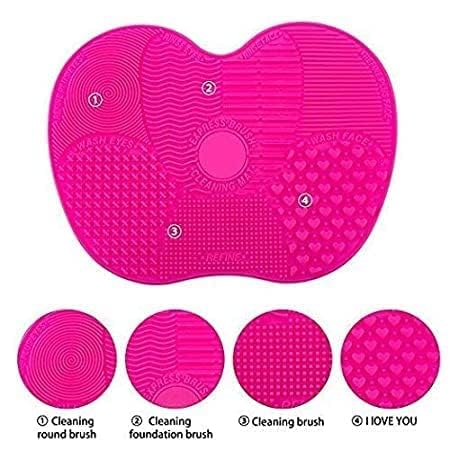 NIL JO NIL JO Silicone Makeup Brush Cleaning Mat Pad Makeup Brush Cleaner Glove Cosmetic Brush Cleaning Mat Portable Washing Tool Rosemulticolor - Image 4