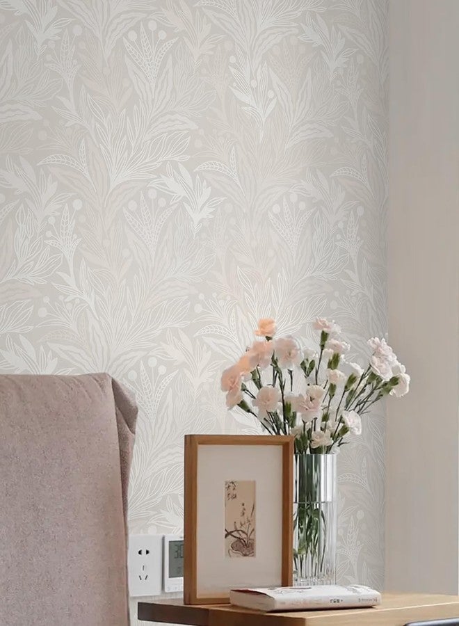 Dimoon 17.3" X 78.7" Peel and Stick Wallpaper Boho Contact Paper Vintage Beige Floral Neutral Papel Tapiz Waterproof Removable Self Adhesive Wall Paper for Bedroom Livingroom Cabinets Vinyl Roll - Image 1