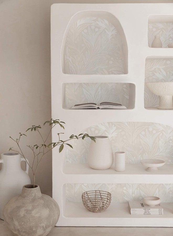 Dimoon 17.3" X 78.7" Peel and Stick Wallpaper Boho Contact Paper Vintage Beige Floral Neutral Papel Tapiz Waterproof Removable Self Adhesive Wall Paper for Bedroom Livingroom Cabinets Vinyl Roll - Image 2