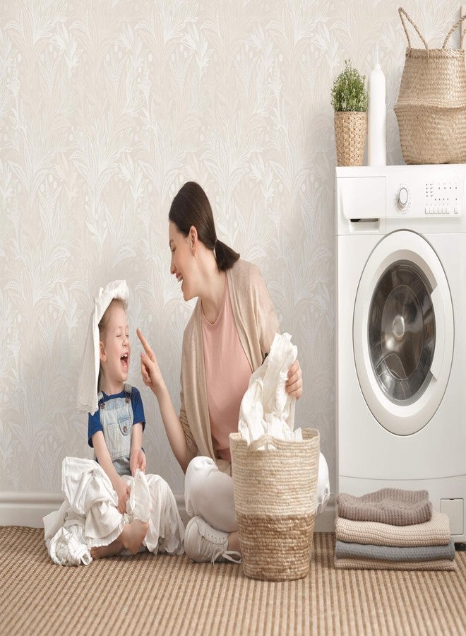 Dimoon 17.3" X 78.7" Peel and Stick Wallpaper Boho Contact Paper Vintage Beige Floral Neutral Papel Tapiz Waterproof Removable Self Adhesive Wall Paper for Bedroom Livingroom Cabinets Vinyl Roll - Image 3