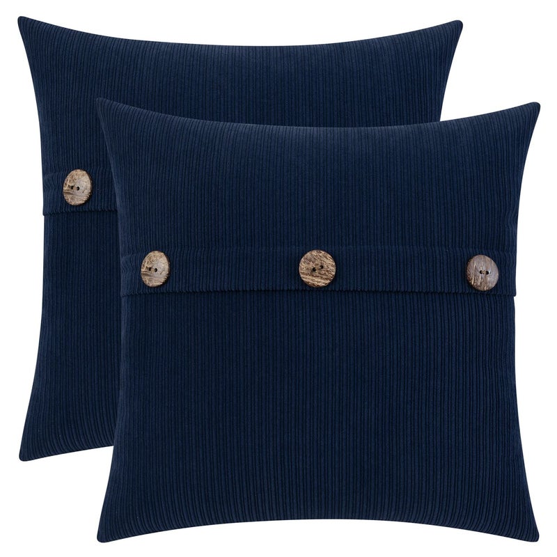 Hwy 50 Navy Blue Decorative Disporative Coverings مجموعة 16x16 بوصة لأريكة أريكة أريكة غرفة المعيشة تشنيل ناعمة الصلبة المربعة المربعة وسادة وسادة تغطية وسادة مع أزرار ثلاثية من 2