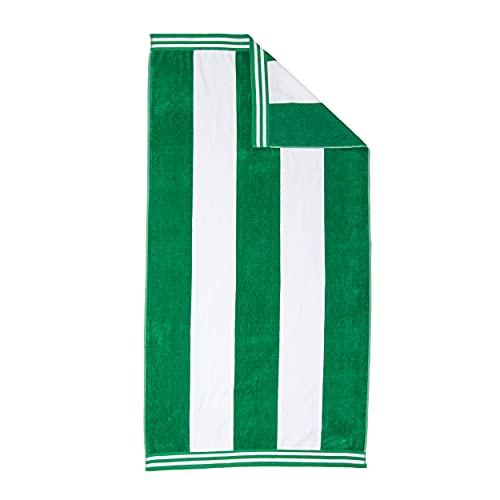 Superior Cotton Cabana Striped Beach Towels, Colorful Towels for Adult, Kid, Pool, Swimming, Sand, Travel, Large Oversized, Absorbent, Fast Drying, Bath Basics, Cabana Collection, 1 Piece, Dark Green - Image 1