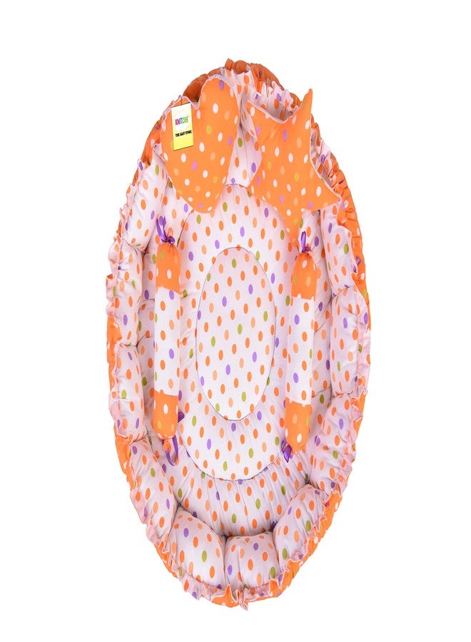 Kwitchy Baby Bed New Born Baby Reversible | Bedding Set | Carry | Cotton | Infants | Products All | Gift | Essentials (0-6 Months) (Orange Mixmatch) - Image 1