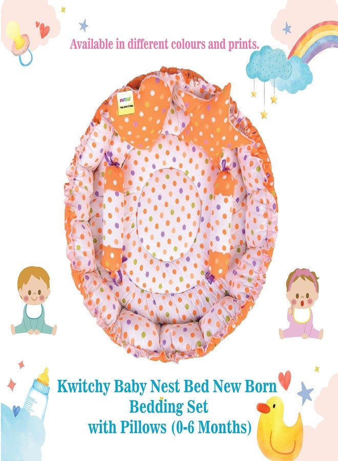 Kwitchy Baby Bed New Born Baby Reversible | Bedding Set | Carry | Cotton | Infants | Products All | Gift | Essentials (0-6 Months) (Orange Mixmatch) - Image 2