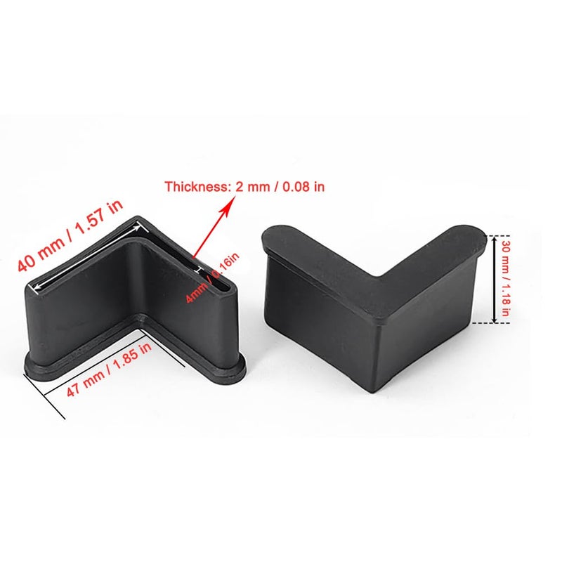 Quweiz 20Pcs L Shaped Rubber Angle Iron Caps, Furniture Rubber Leg Covers, Furniture Angle Iron Foot Pads, Black (1.57"" X 1.57"" / 40Mm X 40Mm) - Image 2